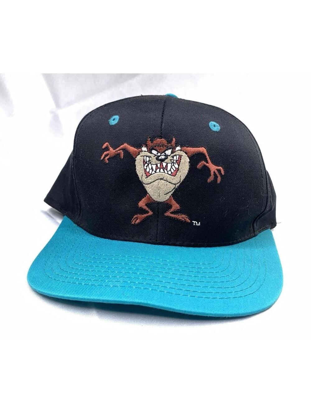 VTG RARE 90’s Looney Tunes TAZ Tasmanian Devil Black & Teal SnapBack Cap Adult